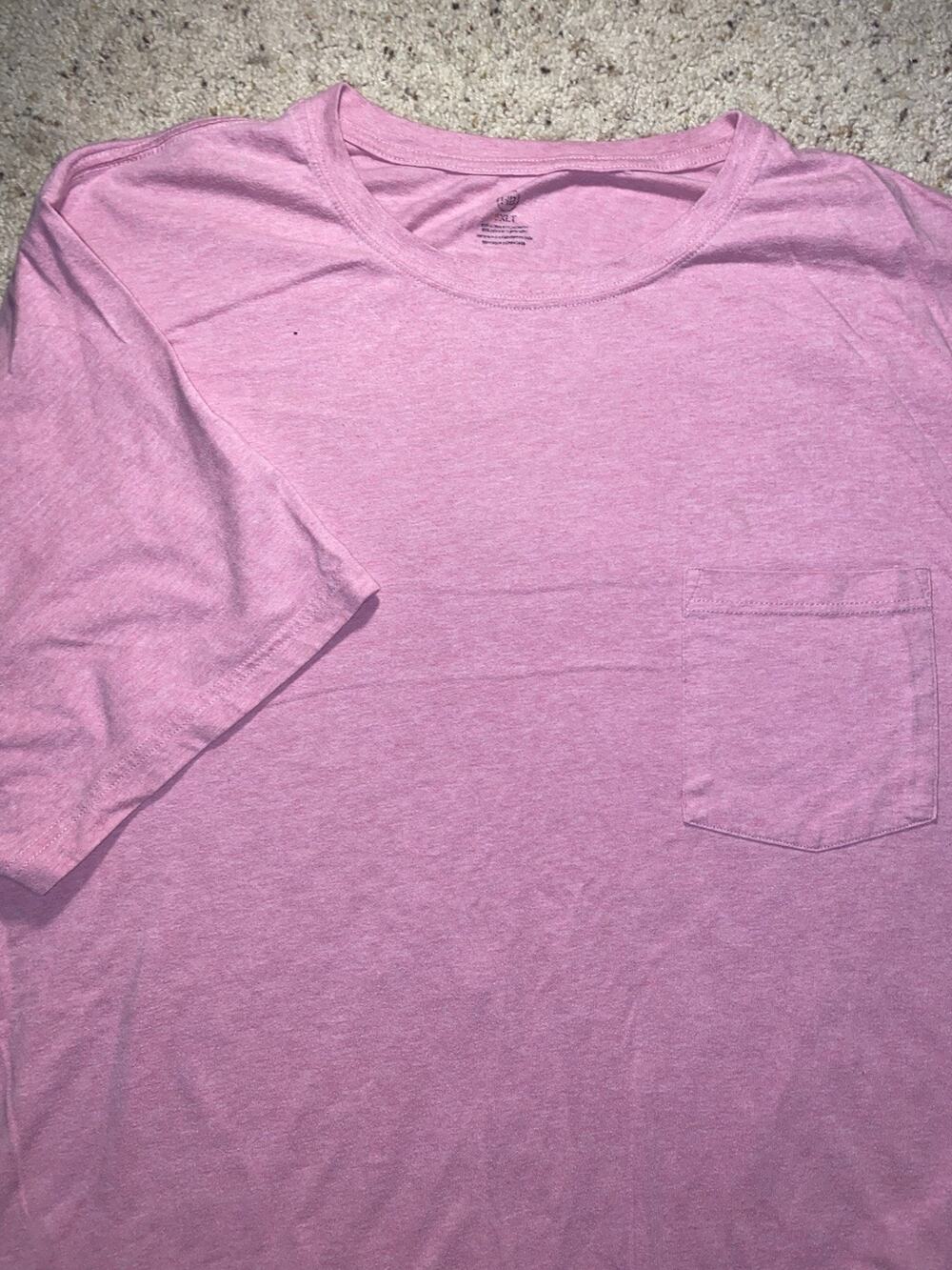 HB Mens Big & Tall 5XLT Pink Heavy Duty Pocket Work Outdoor Summer Tee Shirt